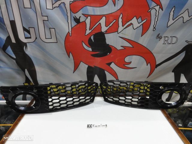 Grelhas faróis nevoeiro Audi A4 B8 08-11 RS LOOK preto brilhante - 1