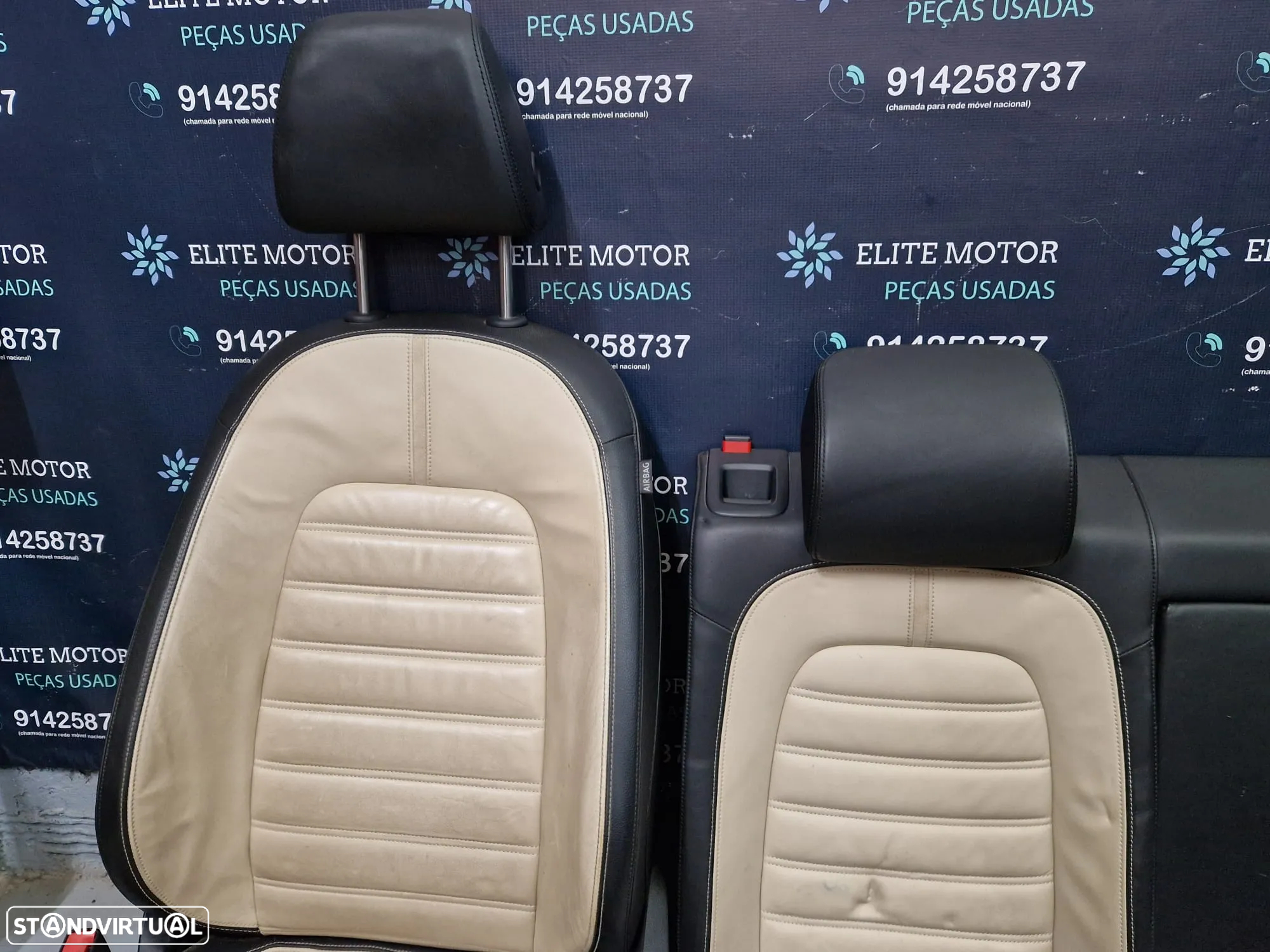 Jogo de bancos usados VW PASSAT CC Highline pele beje preto - 7