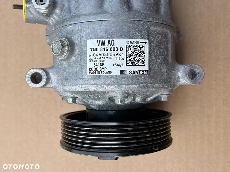 SPRĘŻARKA KLIMATYZACJI KOMPRESOR POMPA 7N0816803D VW T6 TRANSPORTER SEAT ALHAMBRA JETTA MULTIVAN SHARAN 2.0 TDI - 2