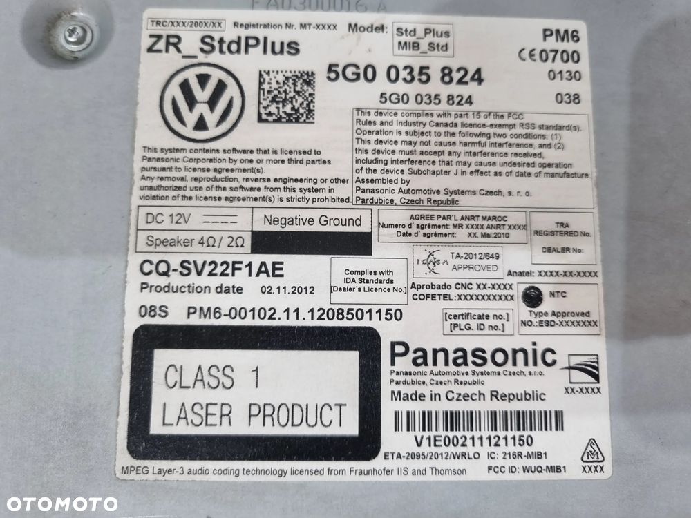 VW GOLF VII PASSAT B8 CZYTNIK MMI RADIO NAWIGACJA 5G0035824 - 5