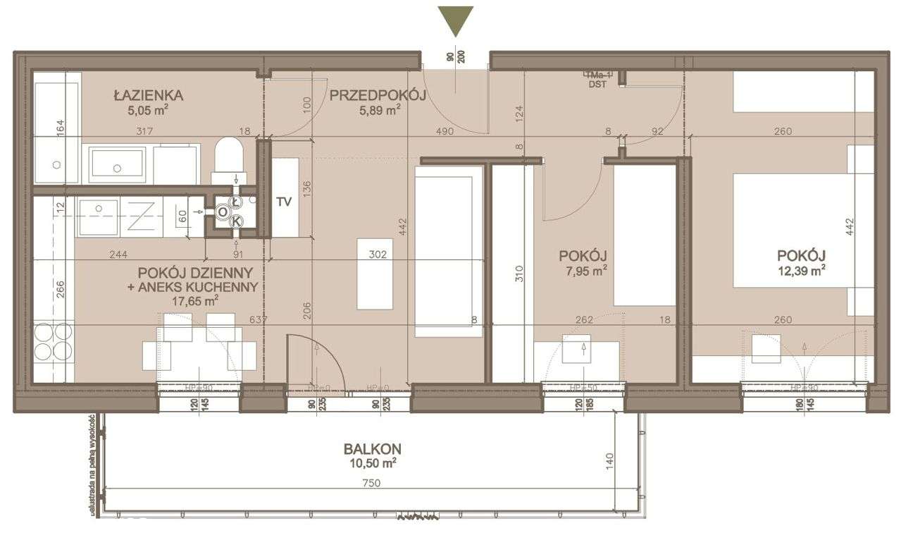 3-pokojowe mieszkanie 48,93 m2 + balkon