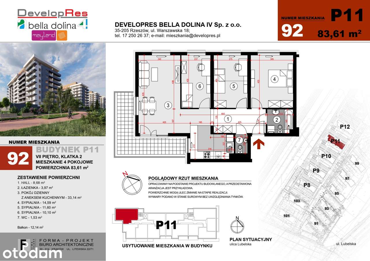 Jasne 4 pokoje| 83,61m2 | duży balkon| P11-92
