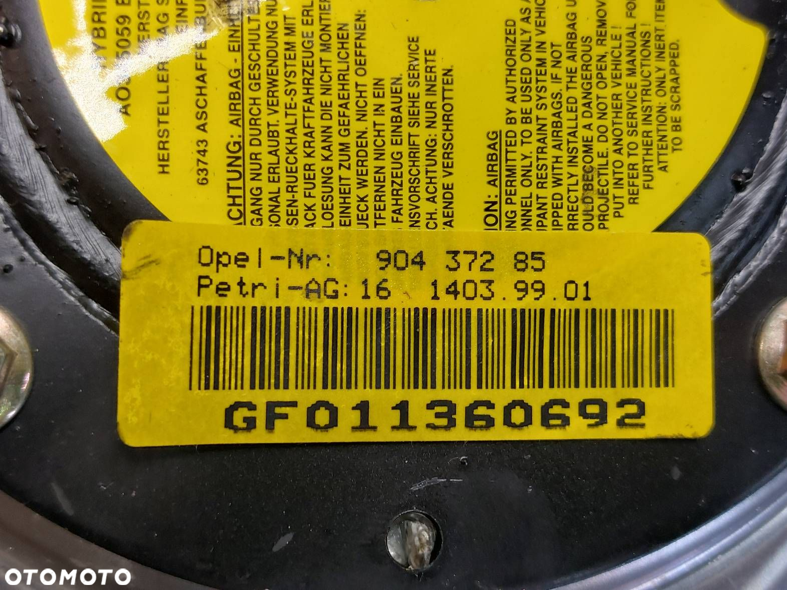 KIEROWNICA + PODUSZKA OPEL ZAFIRA A ASTRA G 90437285 90538275 - 9