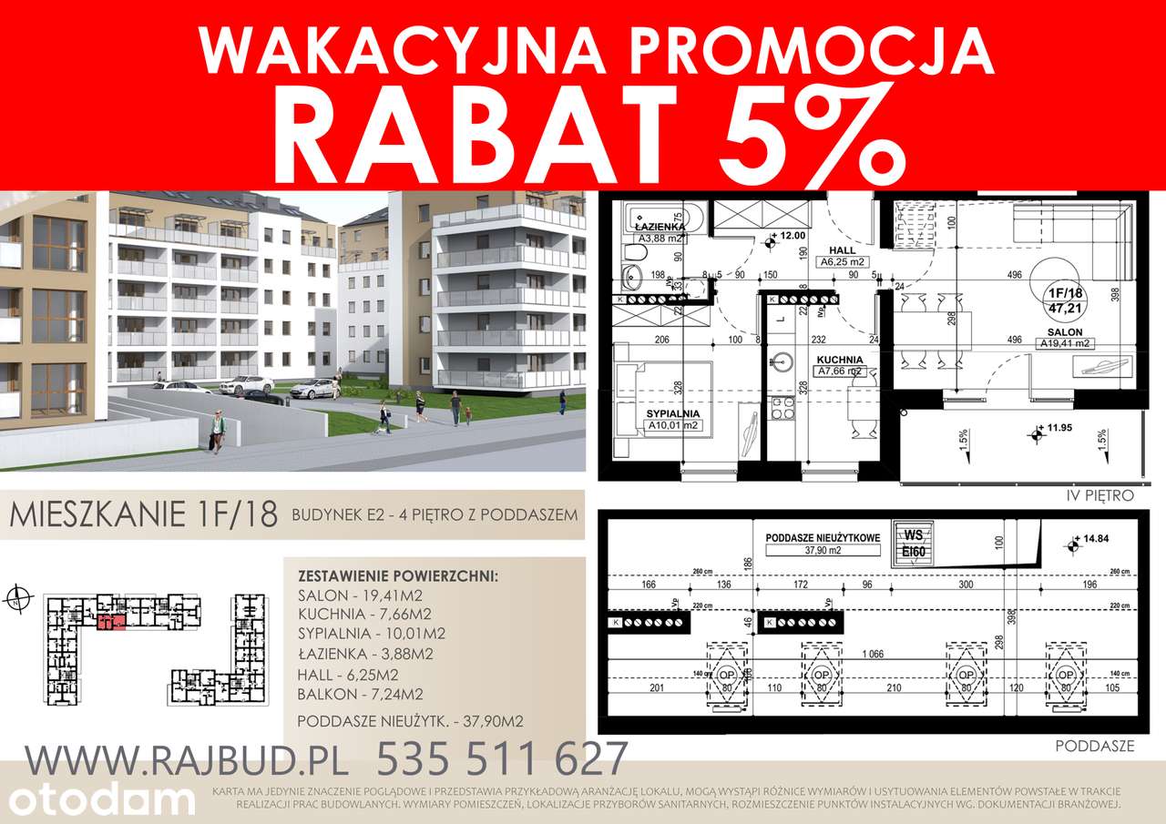 Mieszkanie z poddaszem - łącznie 85,11m2