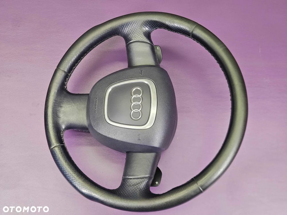 Kierownica Trzy 3 Ramienna Czarna Pikowana Skóra Łopatki Automat Air Bag Poduszka AUDI A6 C6 A4 B7 A3 8P - 11