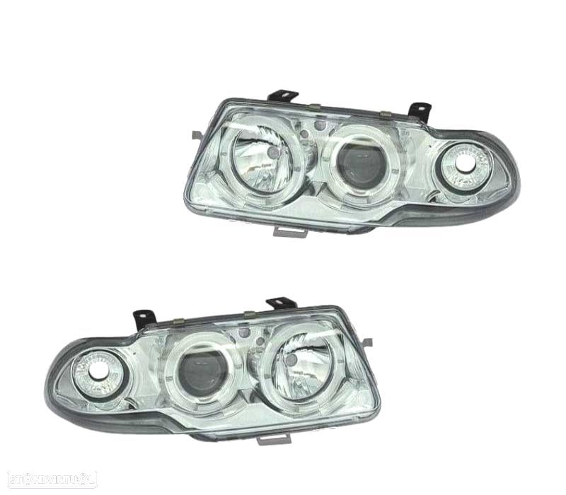 FARÓIS OPEL ASTRA F ANGEL EYES 95- FUNDO CROMADO - 1