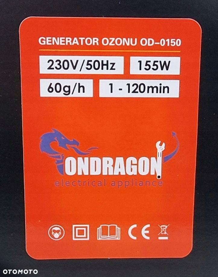 ONDRAGON GENERATOR OZONU MOCNY 60 000 MG/H OZONATOR 155W  TIMER OD0150 - 10
