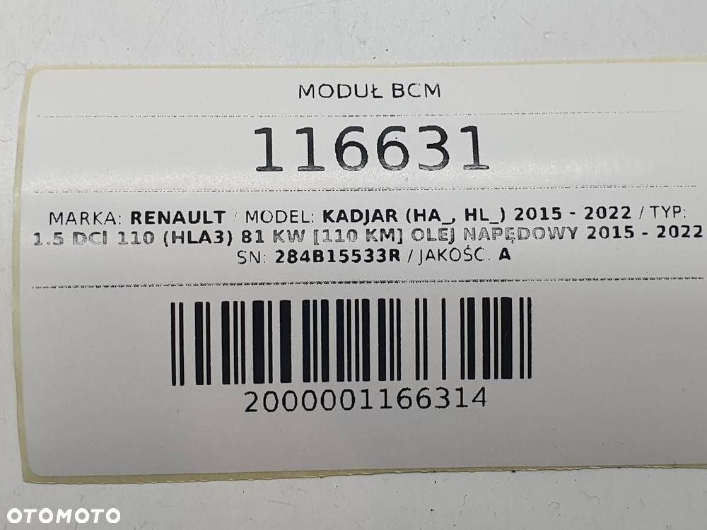 MODUŁ STEROWNIK BCM RENAULT KADJAR 284B15533R - 4