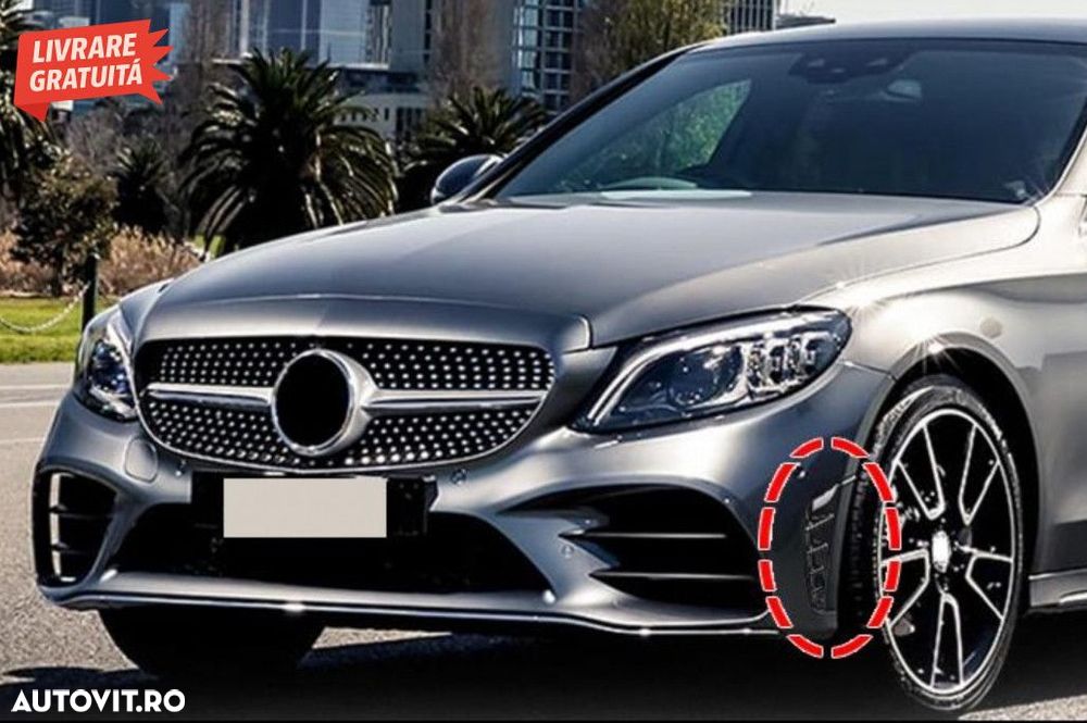 Ornamente bara fata flapsuri Negru Lucios Mercedes C-Class W205 S205 F - 7
