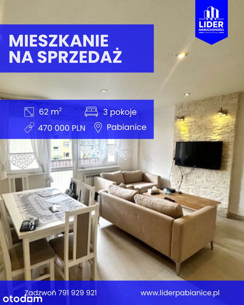mieszkanie 3-pokojowe z balkonem – Pabianice, ul. 20 Stycznia