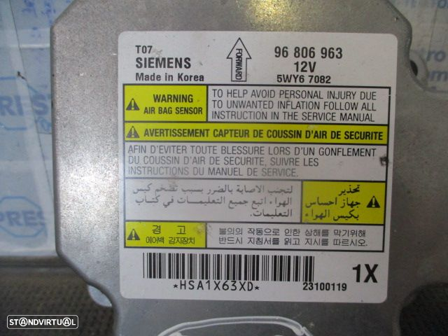 Modulo Airbag 96806963 CHEVROLET AVEO 2010 1.23 GPL 84CV 5P PRETO - 5