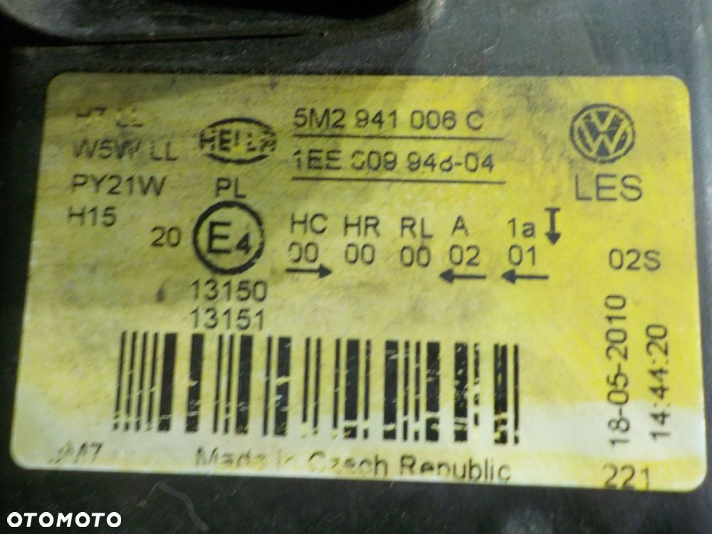 VW GOLF PLUS LIFT 1.6 TDI 10r 5D lampa prawa przod 5M2941006C 1EE009948-04 - 6