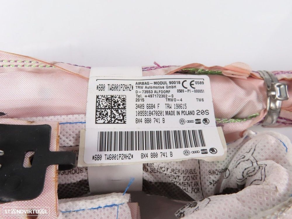 Airbag Cortina Esquerdo Usado / Original AUDI A1 Sportback (8XA, 8XF) 8X4880741B - 3