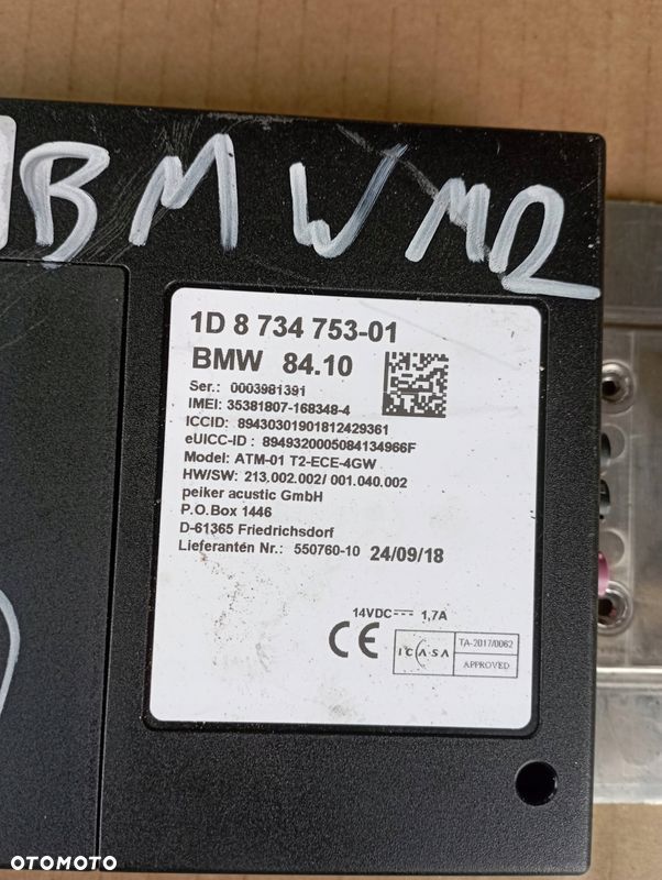 BMW M2 F87 MODUŁ STEROWNIK TELEMATIK TELEMATIC 8734753 - 2