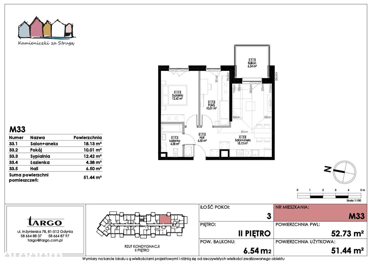 3-pokojowe mieszkanie 51m2 + balkon - Pełny obrazek: 2/9