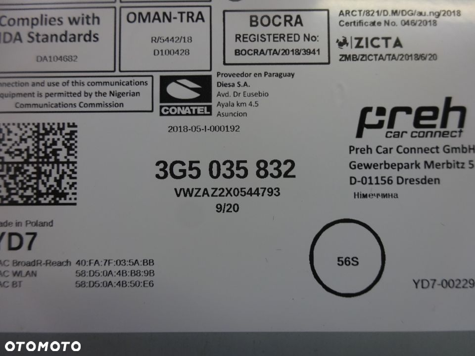 5G6919605  3G5035832 radio wyswietlacz multimedia VW Passat B8 czesci - 2