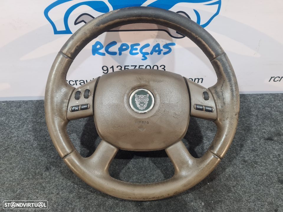 VOLANTE GUIADOR COMPLETO JAGUAR XTYPE I 1 MK1 X TYPE X-TYPE X400 PELE COMANDOS MULTIFUNÇÕES AIRBAG