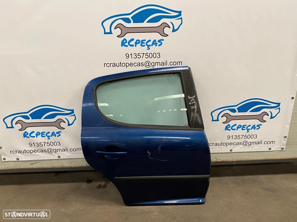 PORTA TRASEIRA TRÁS DIREITA COMPLETA | PEUGEOT 207 | FECHO ELEVADOR MOTOR PUXADOR VIDRO; - 1