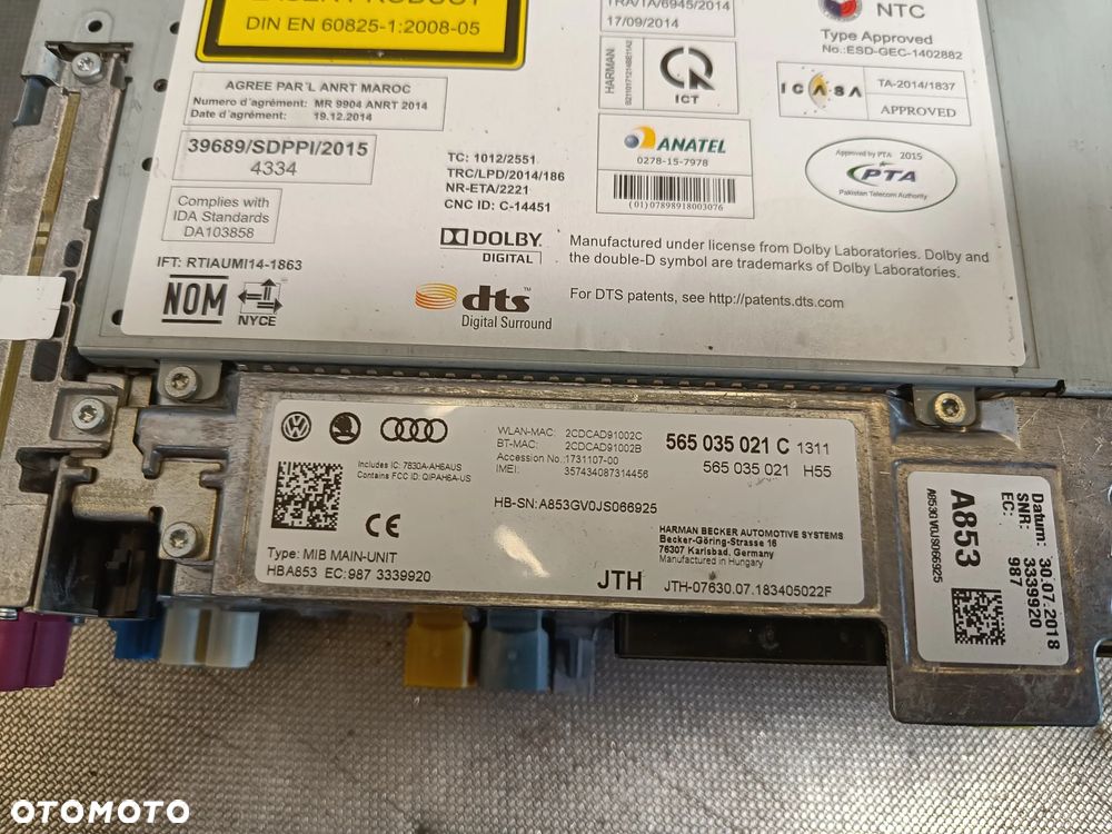 Radio Skoda Superb 3 III Wyświetlacz Jednostka Nawigacja 565035021C 3V0919606D - 11