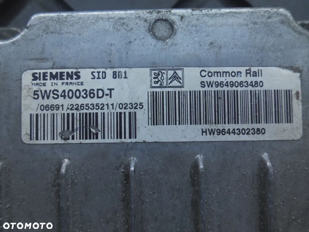 KOMPUTER SILNIKA 5WS40036D-T 9649063480 9644302380 PEUGEOT PARTNER 2.0 HDI - 2
