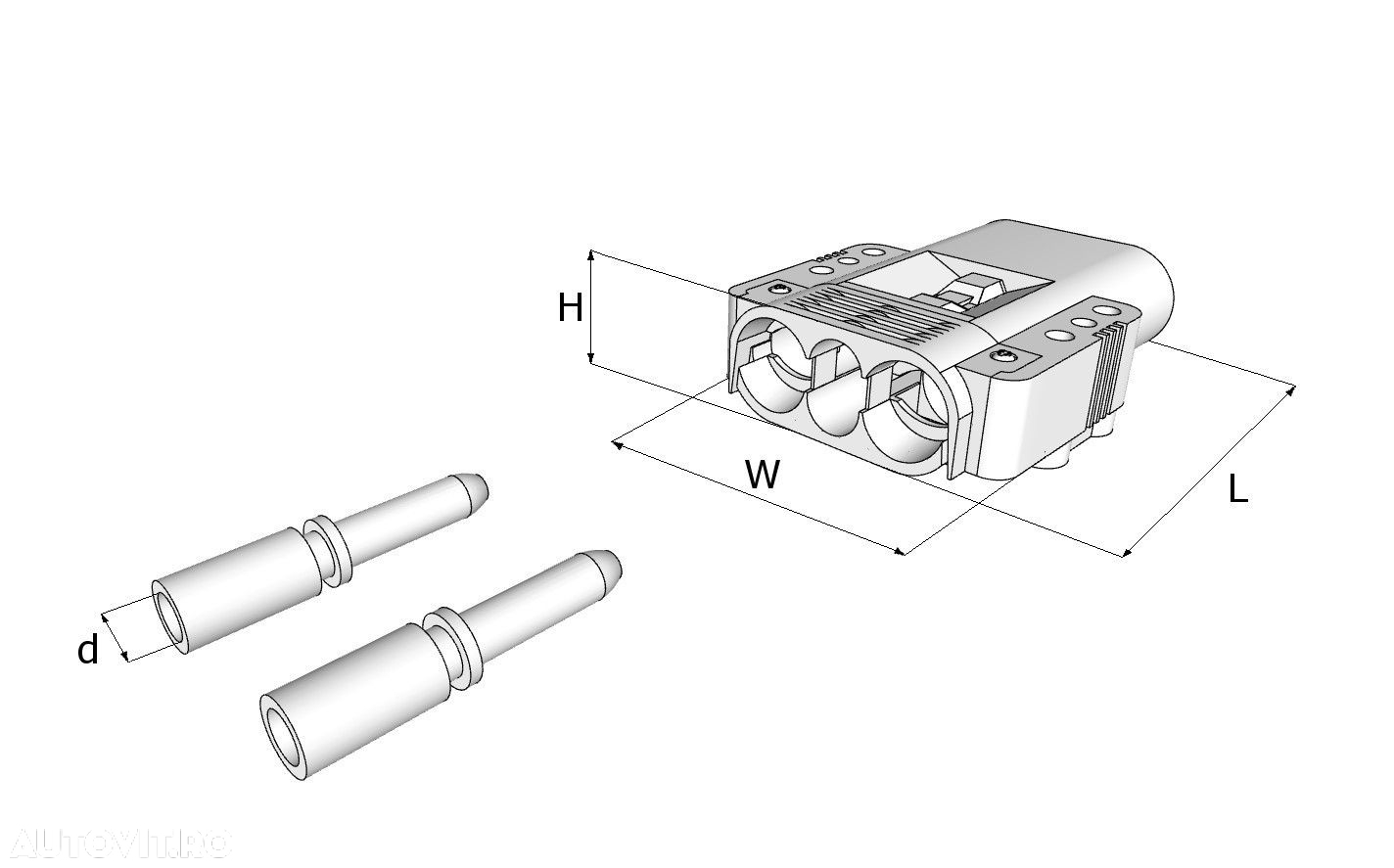 Mufă 320 A DIN, de 50 mm2 - conector baterie Eaxtron - 2