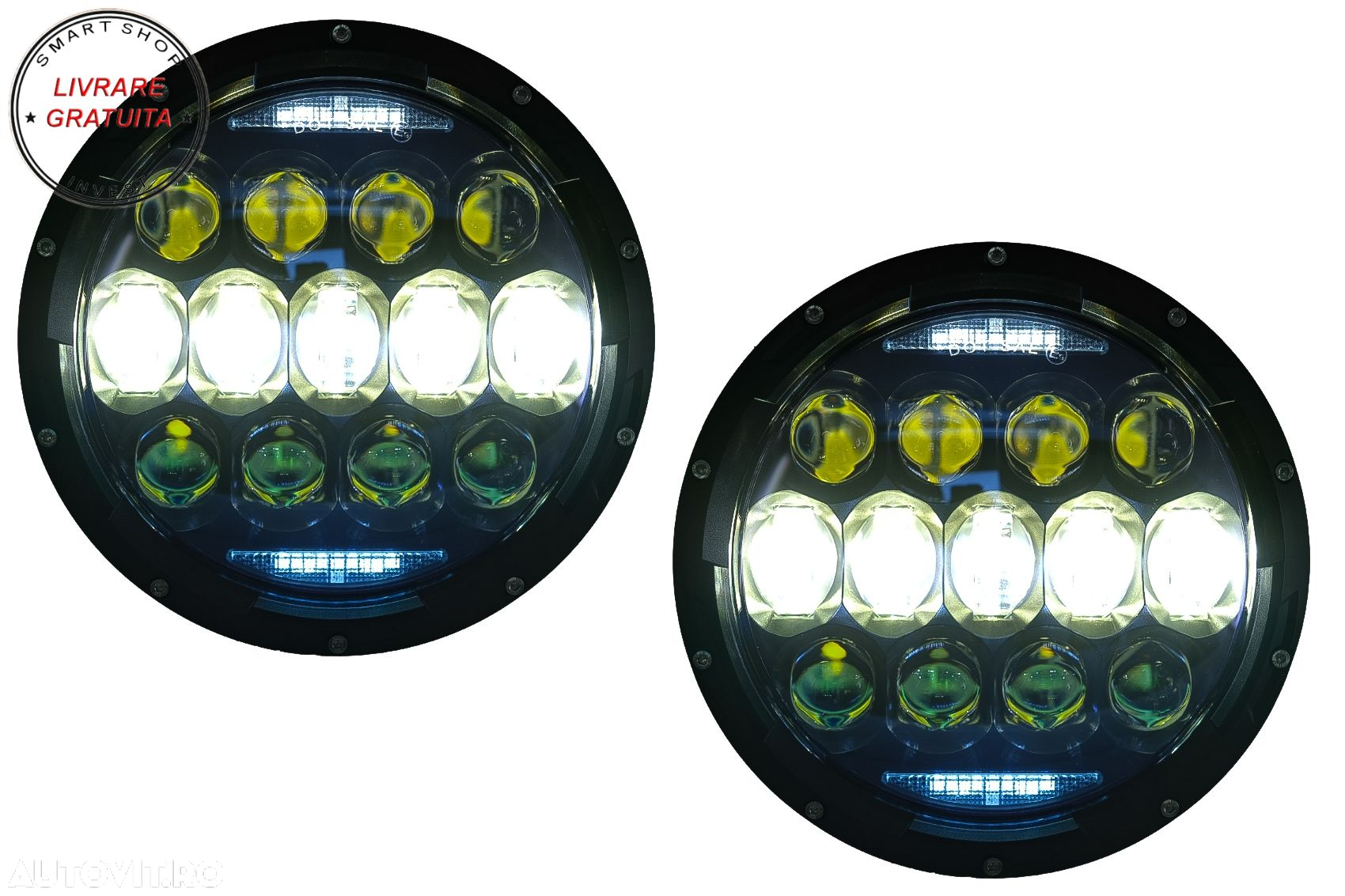 Faruri Full LED CREE Dublu Proiector Halo DRL Jeep Wrangler TJ & JK (1997-2018)- livrare gratuita - 8