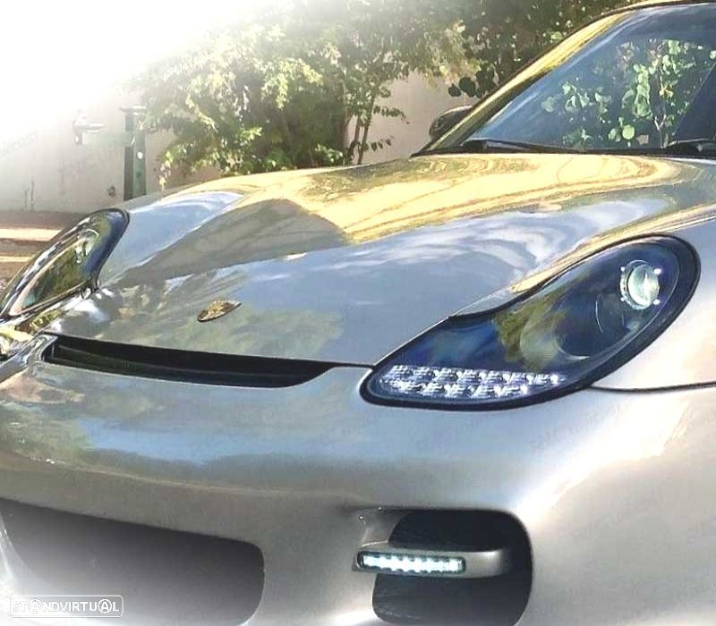 FARÓIS OPTICAS PORSCHE BOXSTER 986 CARRERA 911 996 96-04 LUZ DIURNA LED PRETO - 6