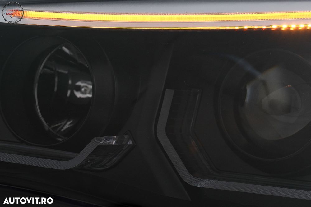 Faruri 3D LED Angel Eyes BMW Seria 5 E60 E61 (2003-2007) LCI Design Negru- livrare gratuita - 15