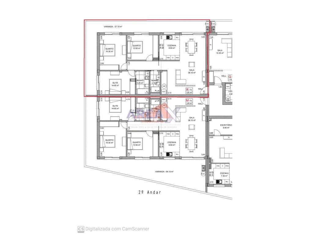 FRAÇÃO R - T3 - 2º andar - varanda com 37,15m2 - lugar de garagem c... - Grande imagem: 3/20