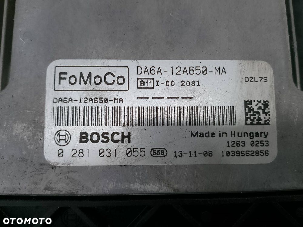 KOMPUTER, STEROWNIK FORD FIESTA MK7 DA6A-12A650-MA 0281031055 1.5 TDCI - 2