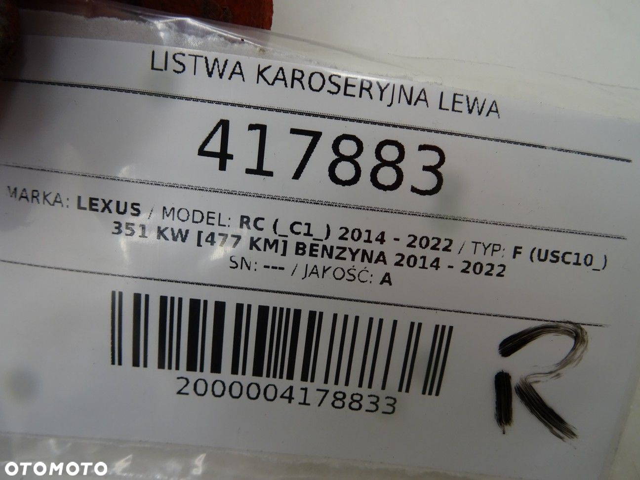 LISTWA KAROSERYJNA LEWA - 521.00 PLN - LEXUS RC (_C1_) 2014 - 2022 F (USC10_) 351 kW [477 KM] - 5