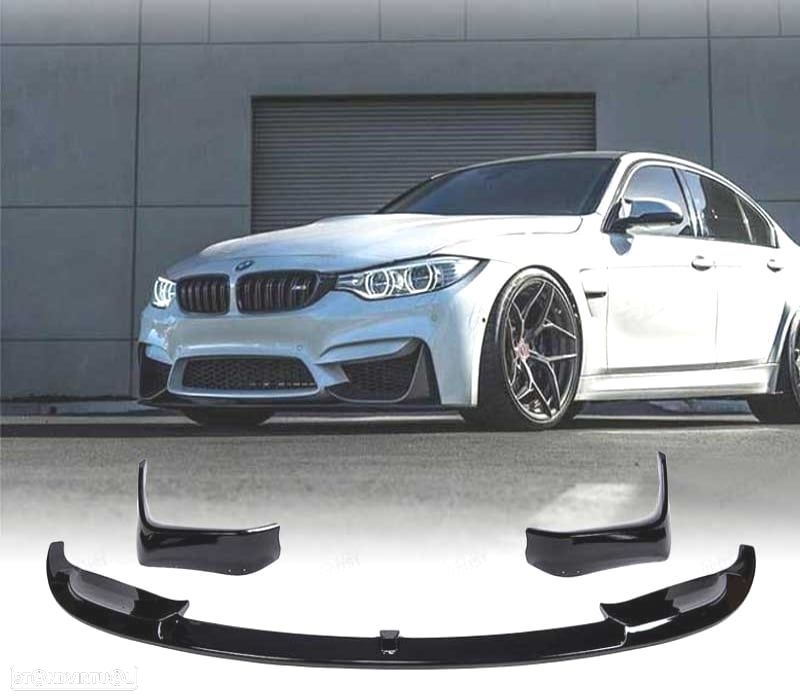 SPOILER LIP FRONTAL BMW F80 M3 F82 F83 M4 LOOK M PERFORMANCE PRETO BRILHANTE - 1