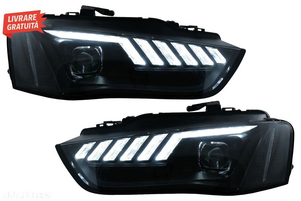 Faruri LED DRL Audi A4 B8.5 Facelift (2012-2015) Negru Semnal Dinamic- livrare gratuita - 1