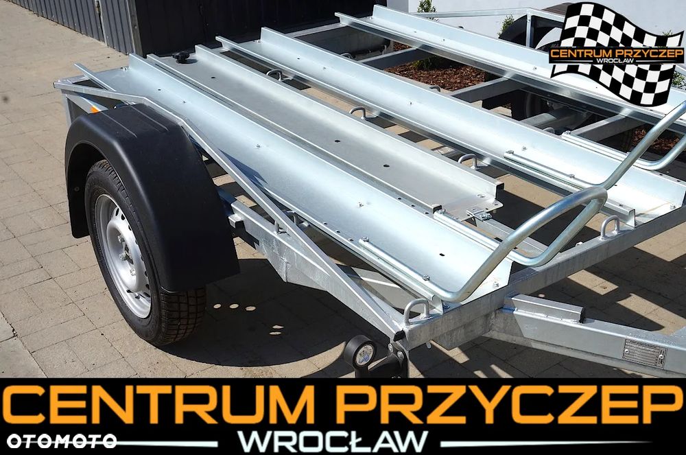 Inny OD RĘKI ! SOLIDNA I TRWAŁA PRZYCZEPA PODMOTOCYKLOWA / 3 RYNNY / DO 2 MOTOCYKLI / DMC 750kg / - 3