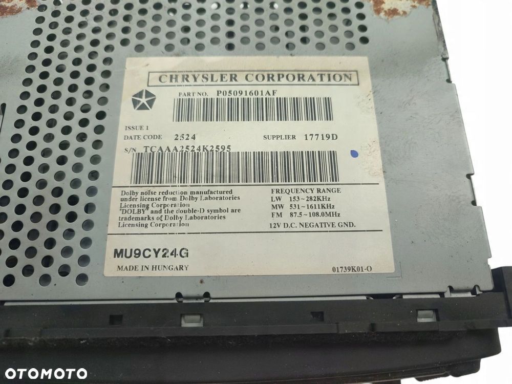 RADIO CHRYSLER PT CRUISER (2000-2007) 1.6 16V 115KM P05091601AF - 2