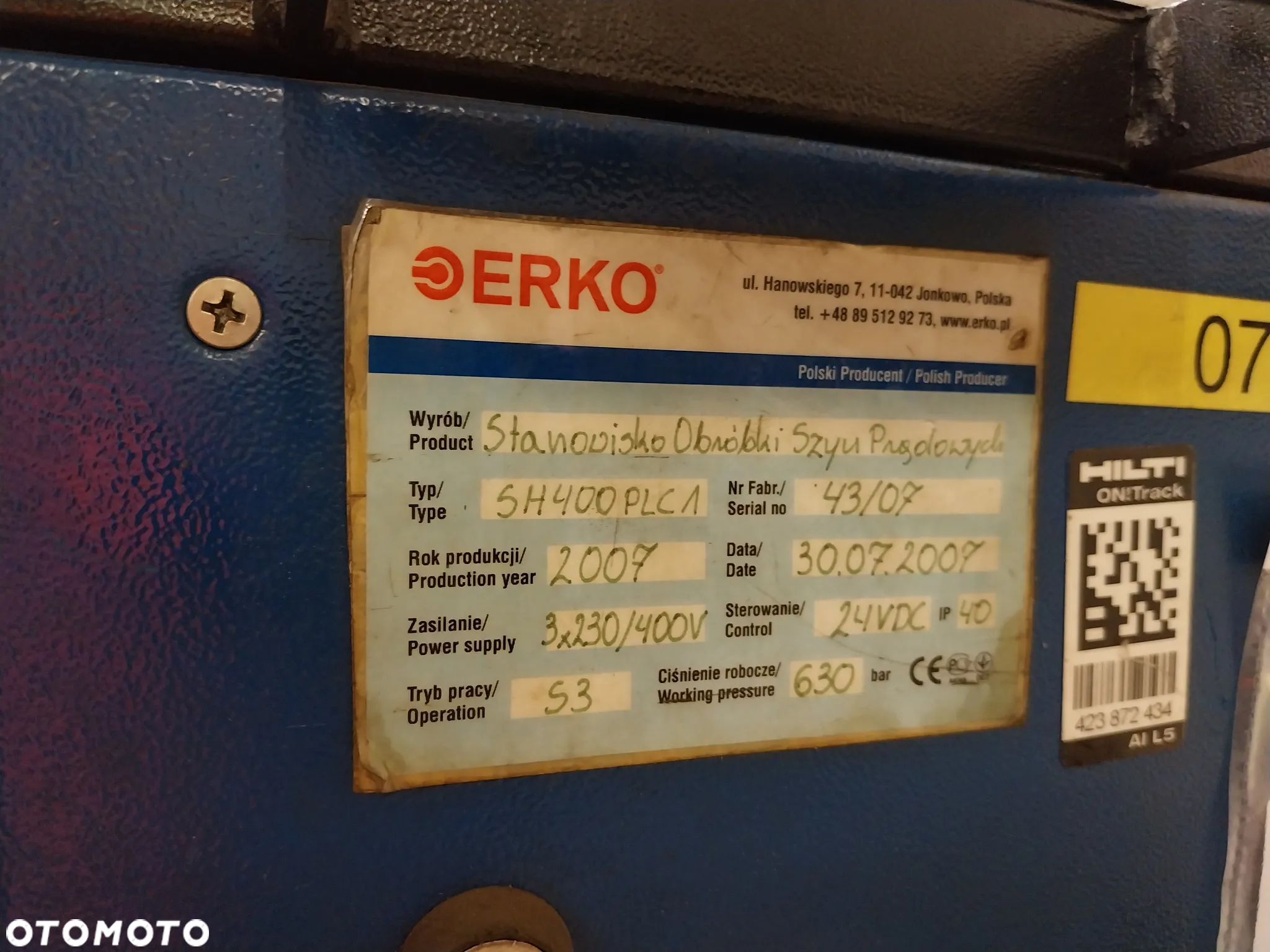 Inny Stanowisko obróbki toru prądowego ERKO SH400PLCI - 7