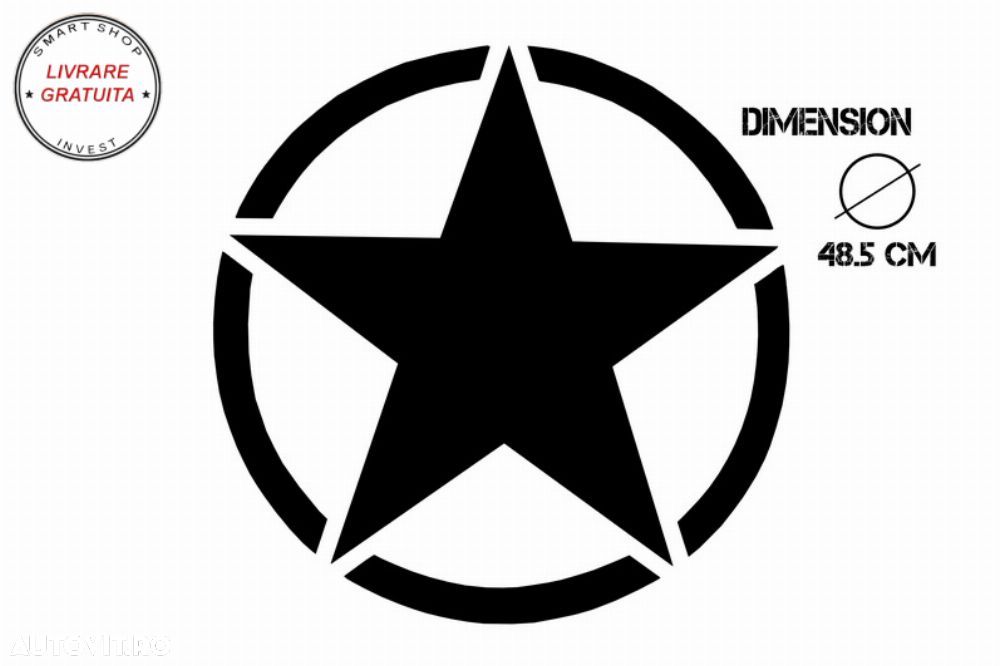 Sticker Stea Negru Universal Jeep, SUV, Camioane sau alte Autoturisme- livrare gratuita - 3