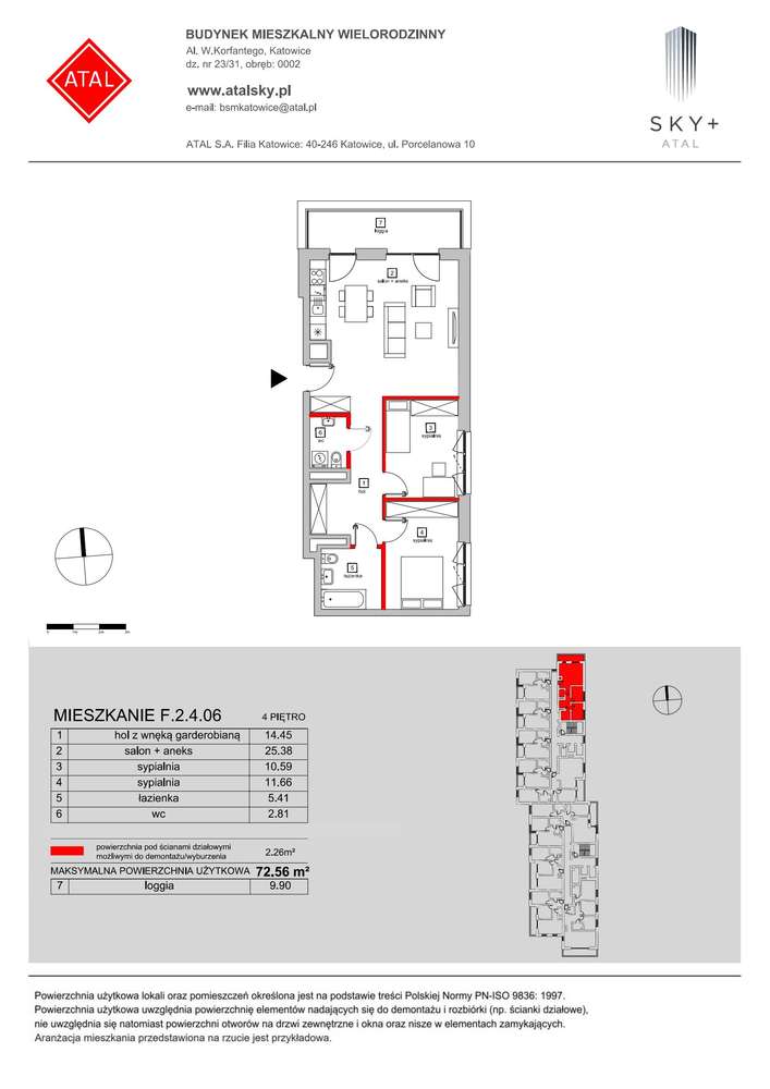 3-pokojowe mieszkanie 72m2 + loggia Bezpośrednio - Pełny obrazek: 2/24