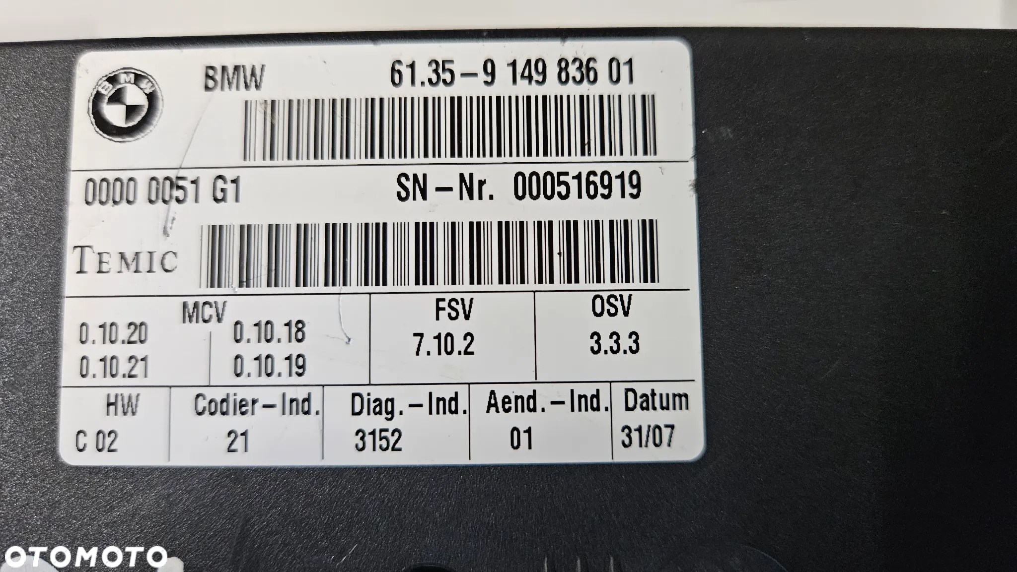 BMW X5 E70 X6 E71 Sterownik fotela lewego prawego Moduł fotela przód lewy przód prawy 9149836 - 2