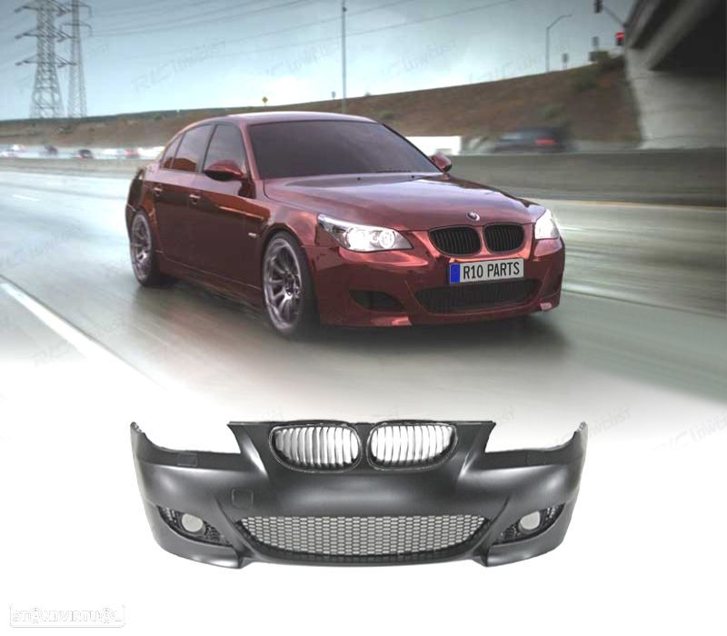 PARA-CHOQUES + GRELHAS FRONTAIS BMW E60 03-07 LOOK M5 PRETO SRA - 1