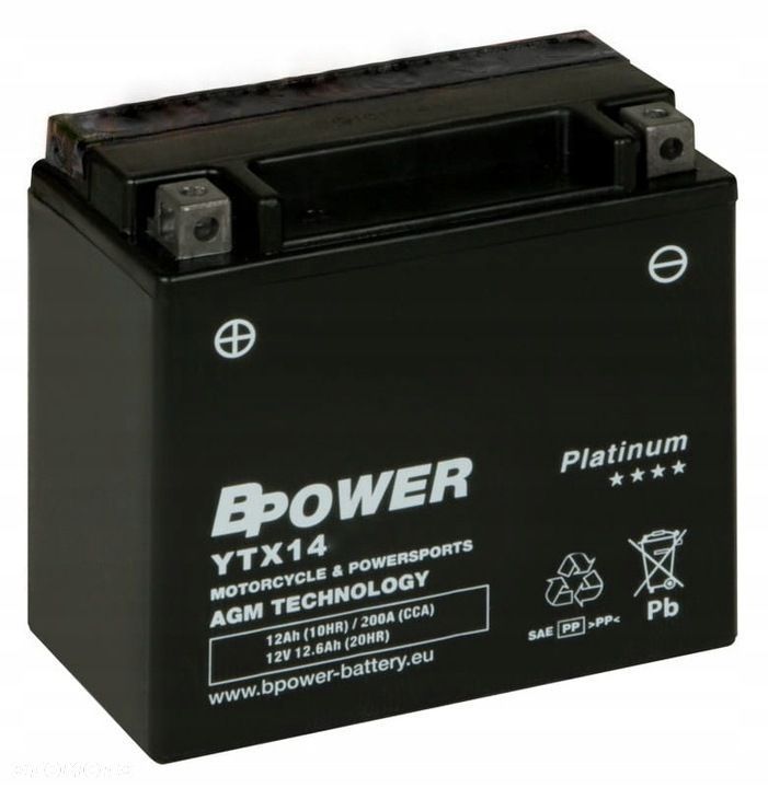 Akumulator Bpower YTX14 12Ah 200A Rybnik - 1