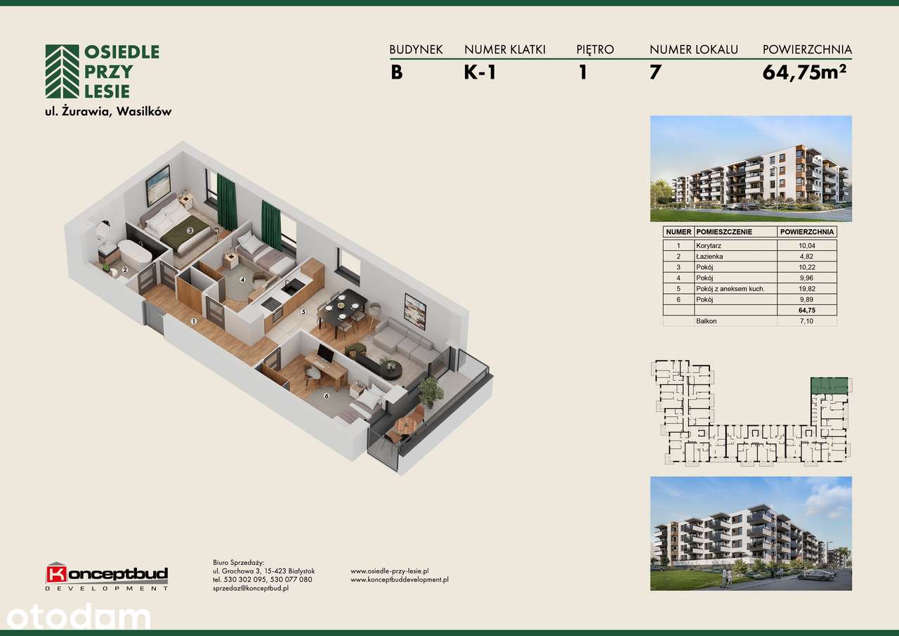 Mieszkanie na sprzedaż, 4 pokoje, 65 m², Wasilków