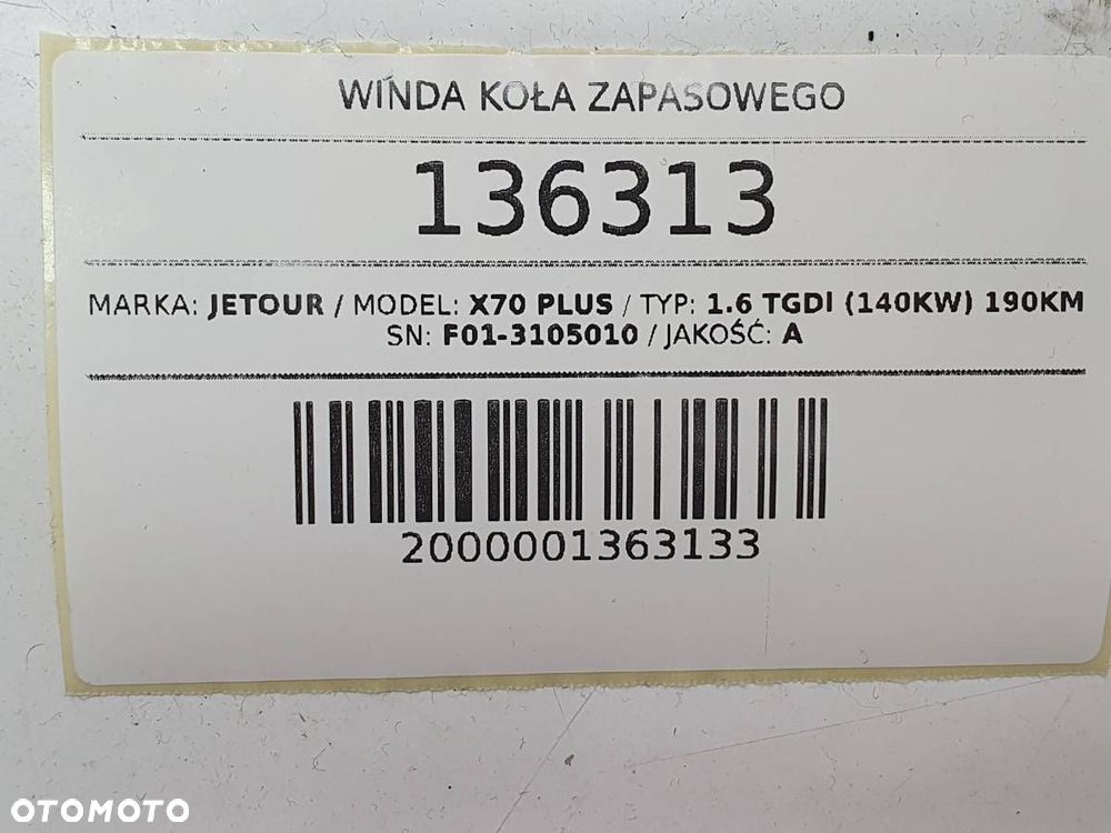 WINDA KOŁA ZAPASOWEGO JETOUR X70 PLUS F01-3105010 2025 - 4