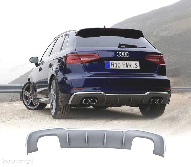 DIFUSOR TRASEIRO AUDI A3 S3 8V 16-20 LOOK S3 - 1