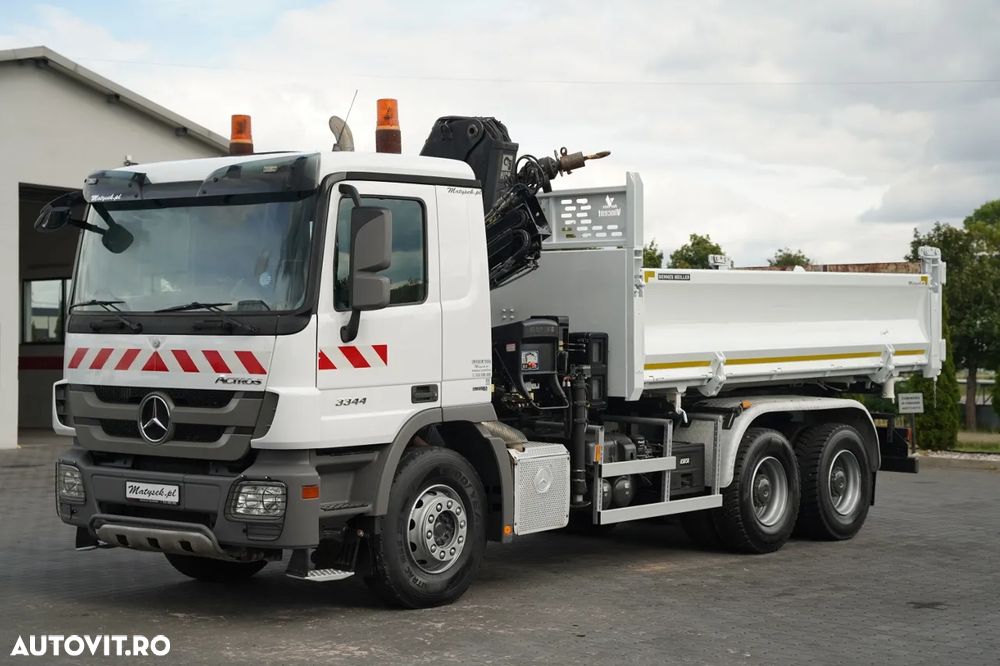 Mercedes-Benz ACTROS 3344 / 6x4 / BASCULATOR DUBLU / HYDRODOLT / + HIAB XS 166 HDS / RADIOCOMANDĂ / ROTATOARE / EPS + AMBREIAJ / EURO 5 / - 11