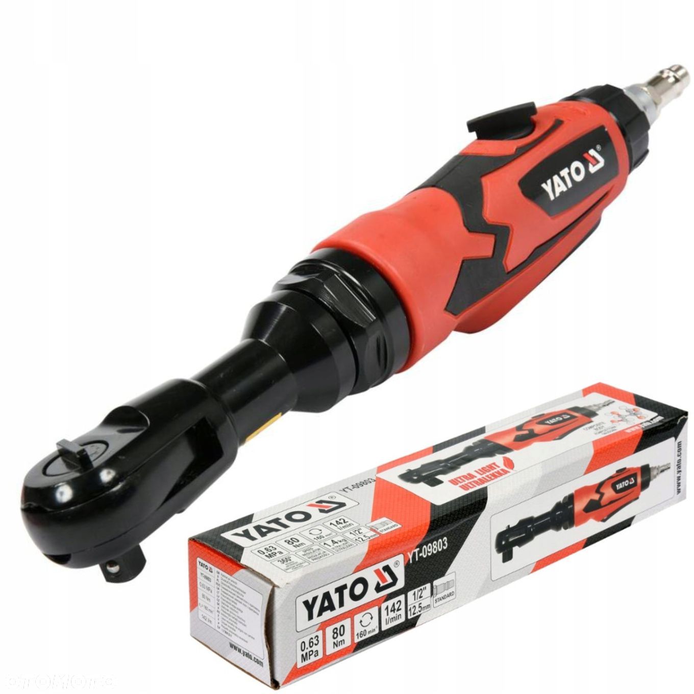 YATO GRZECHOTKA PNEUMATYCZNA KLUCZ KĄTOWY 1/2" 80Nm DO KOMPRESORA KOMPOZYT - 1