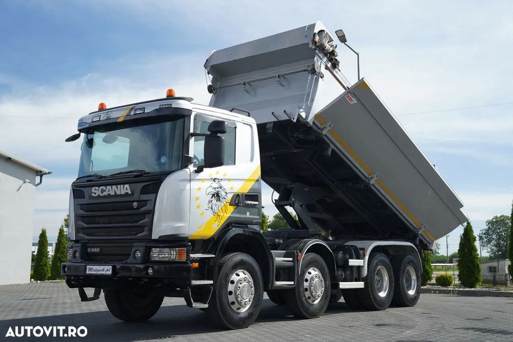 Scania G 440 / 8X4 / BASCULATOR CU 2 LATE / HIDRAULIC LATERAL / CLAPETĂ HIDRAULICĂ / BORDMATIC / CORTINĂ AUTOMATICĂ / AUTOMAT - 2