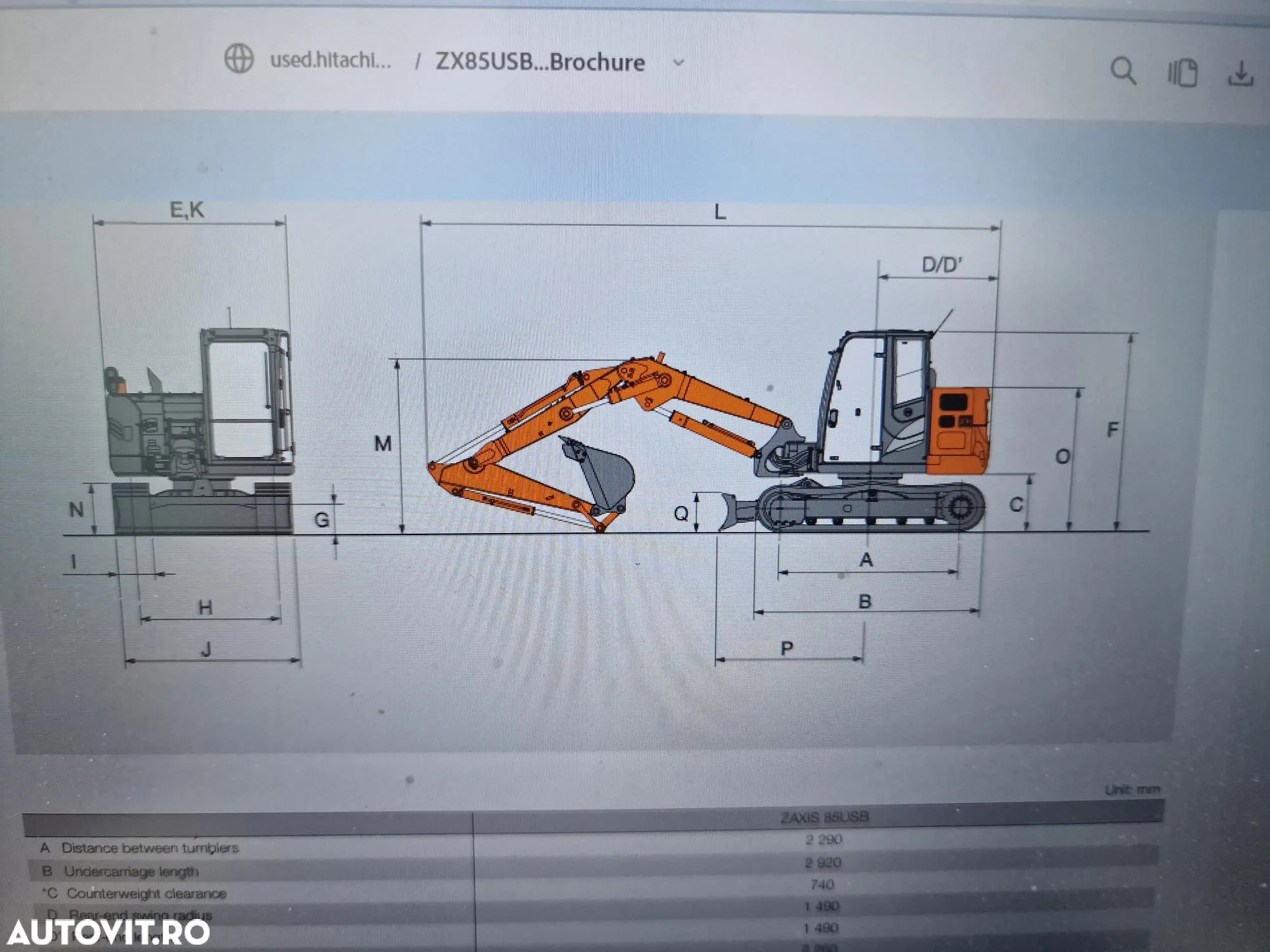 Hitachi ZX85, 2023, 19.85, Cupla rapida si 3 cupe-63.900 eur+Tva., camera spate, camelre laterale, senzori detectie parametru, senile cauciuc 90% ok, posibilite leasing 4 ani, CA NOU-PROMOTIE 63900 EUR+tva - 35