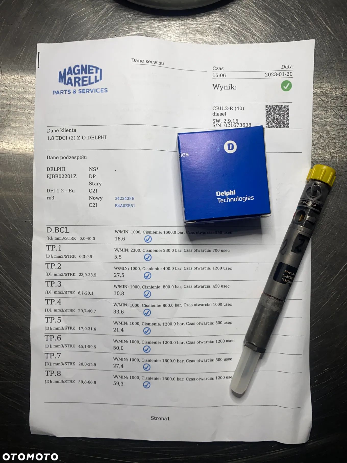 WTRYSKIWACZ TEST EJBR02201Z 1.8 TDCI WTRYSK WYDRUK IMA FORD FOCUS MK1 CONNECT RENAULT NOWY DELPHI - 1