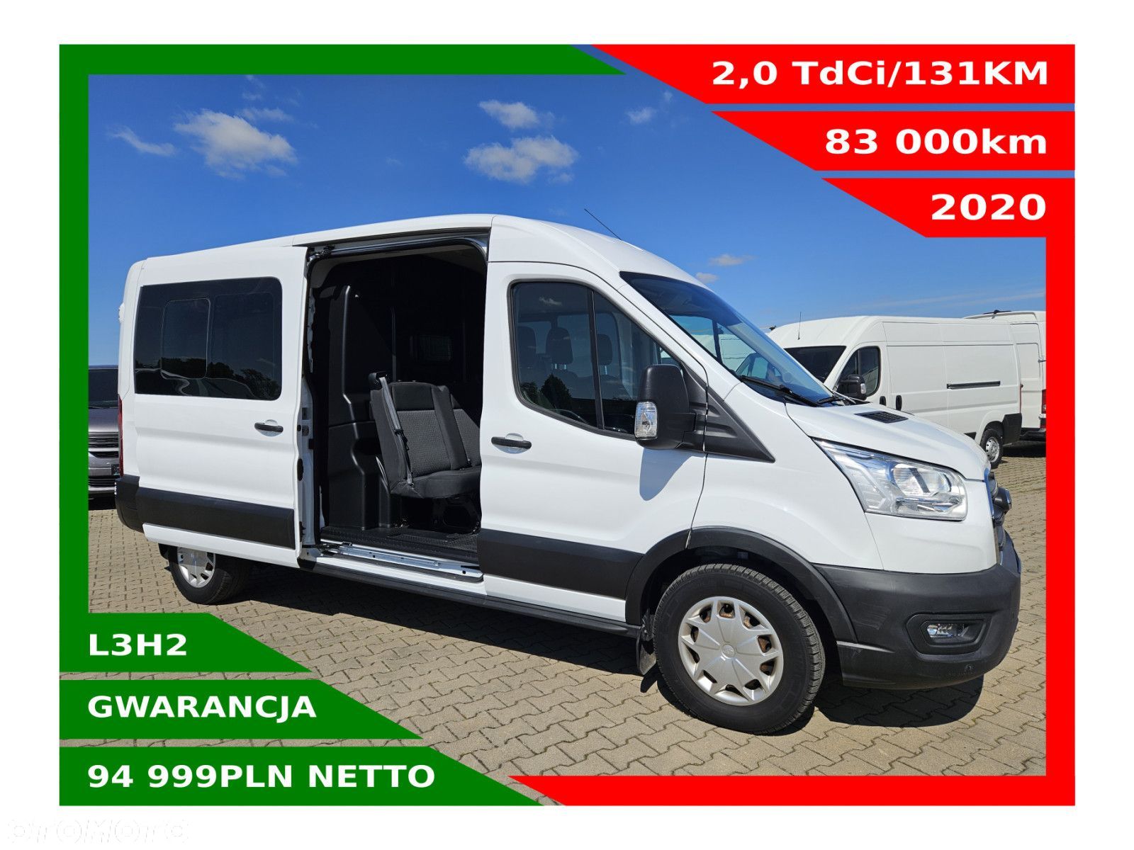 Ford transit L3H2 Lift *94999zł NETTO* Brygadówka 6 osób 2,0TdCi/131KM - 1